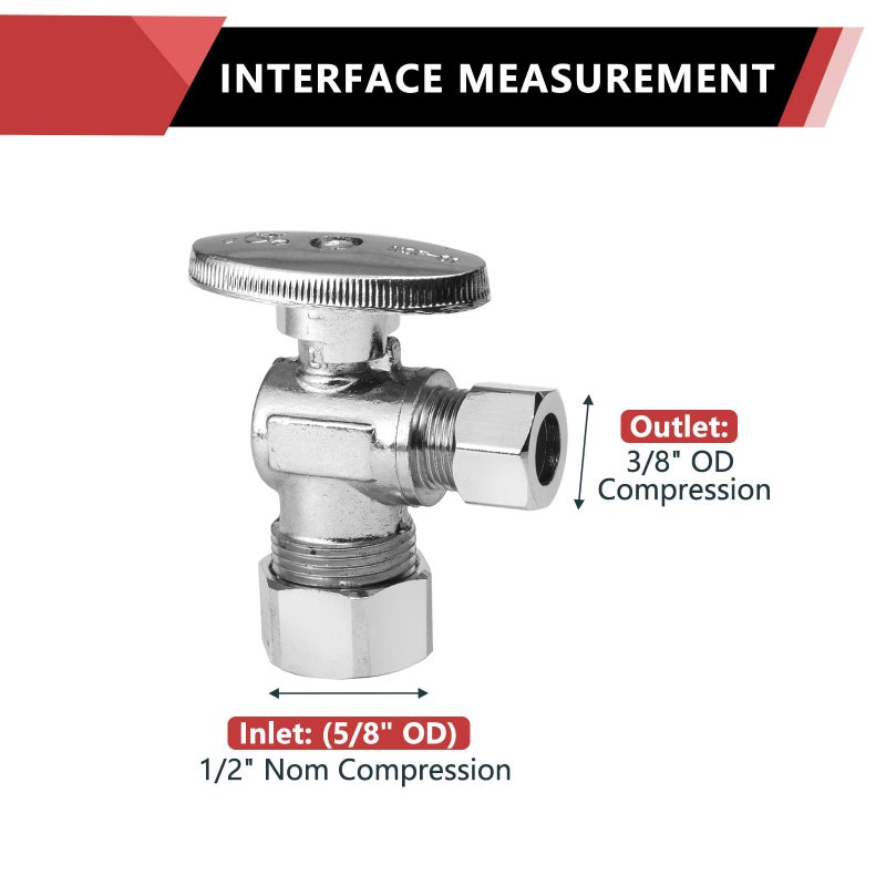 EFIELD 10-Pack EFIELD Angle Stop Valve 1/2" Nominal (5/8" OD) Compression x 3/8" OD, 1/4-Turn,(VALVE116-10PCS) - Image 2